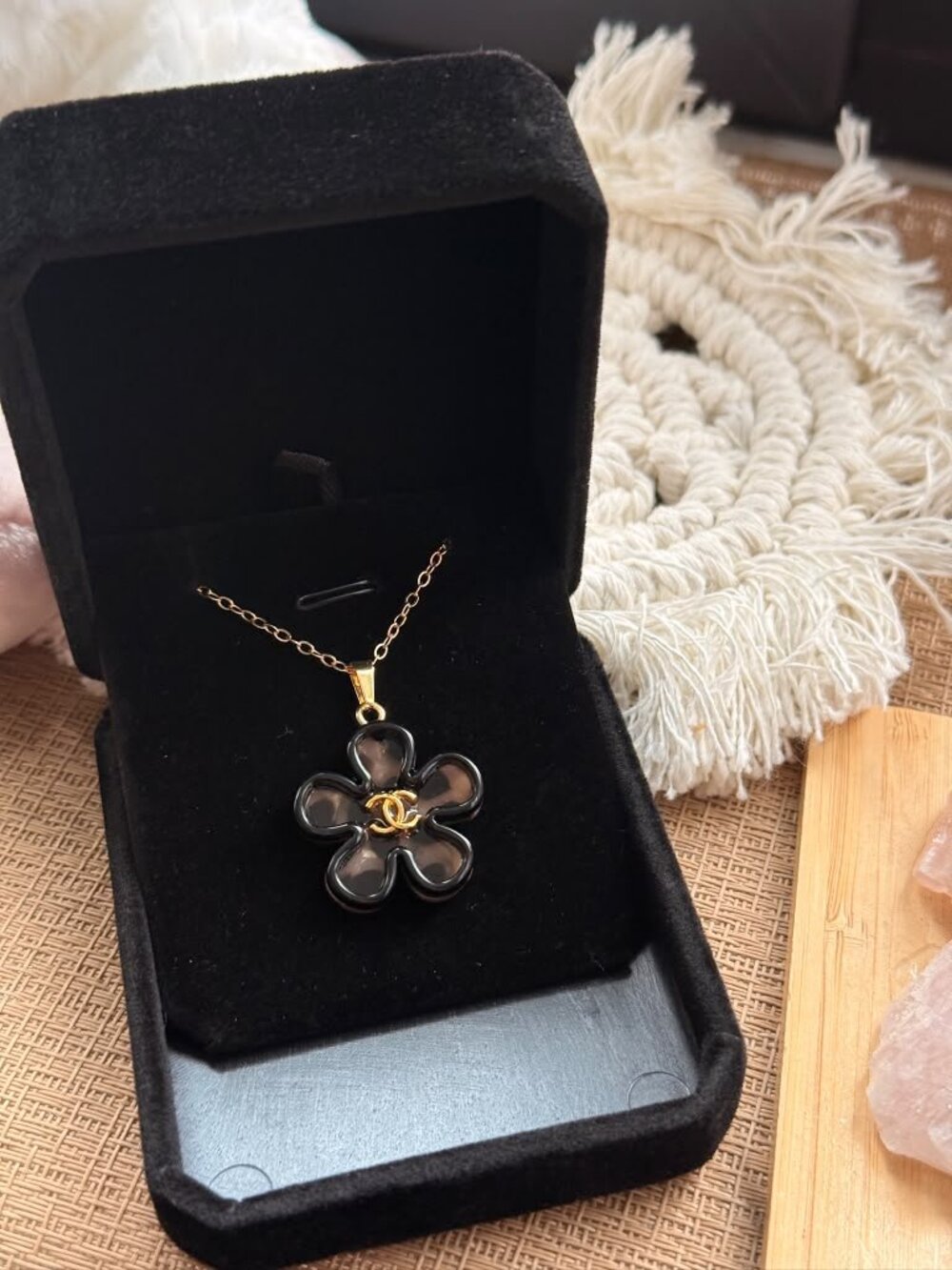 ONLY 1! Vintage Flower CC logo Upcycled Necklace